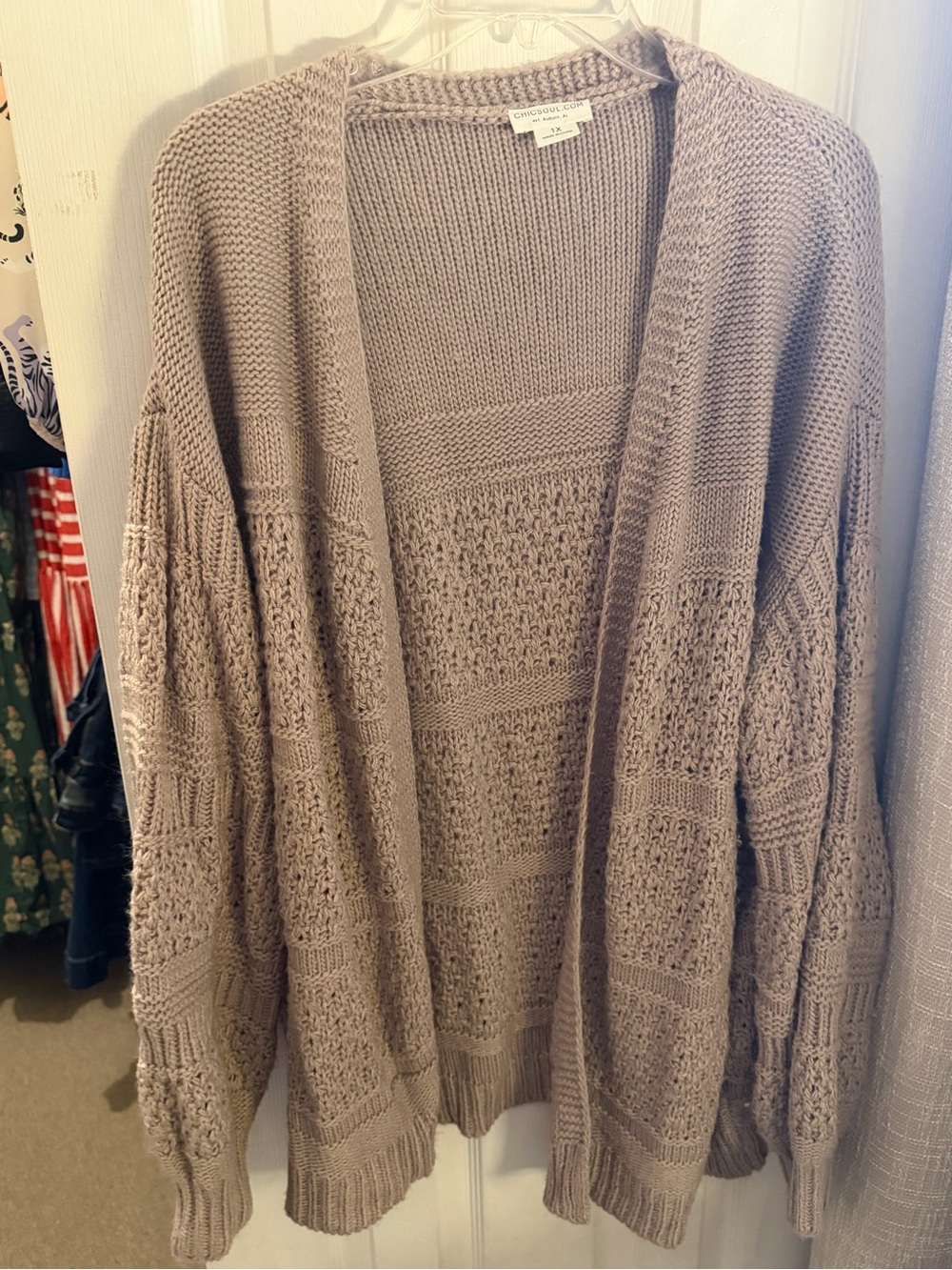 CHICSOUL Taupe Open-Front Chunky Knit Cardigan Sweater